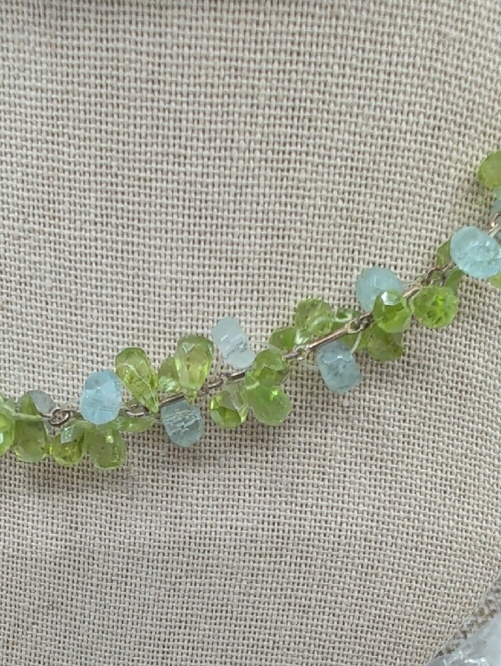 Ross-Simons 925 Sterling Silver Peridot Aquamarine Cluster Necklace 16" - Picture 9 of 17